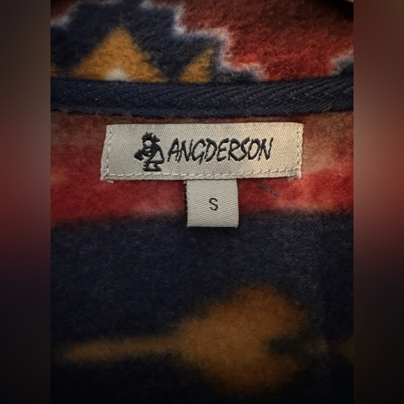 Angderson Fleece Full Zip Jacket Red Southwestern Aztec Mens Size Small - Picture 3 of 4